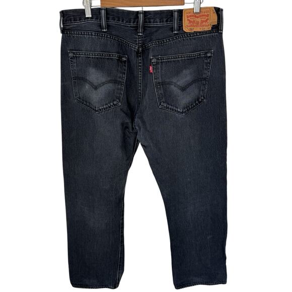 LEVI'S 501 Button Front Jeans Mens 38 Black Faded Grunge Streetwear - Picture 3 of 9